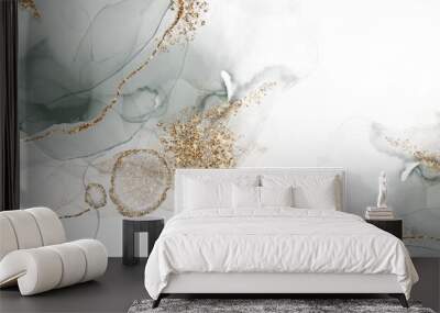 Gold Glitter luxury abstract alcohol ink background and wallpaper  Wall mural