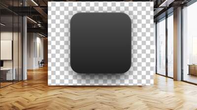 black abstract app icon, blank button template with realistic shadow and transparent background for  Wall mural