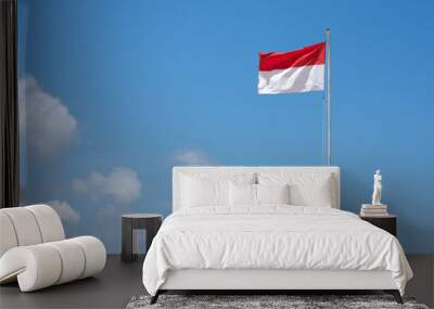 Indonesia Flag with blue sky background Wall mural