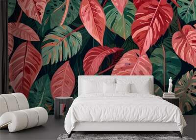 seamless pattern with leaves Wall mural