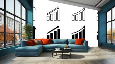 Growing graphic icon set. Outline and glyph graph bar. Profit chart graphic set Wall mural