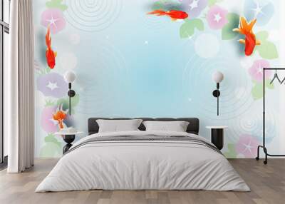 美しい金魚とアサガオの背景イラスト素材 Wall mural