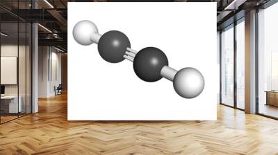 acetylene (ethyne) gas welding fuel, molecular model. Wall mural