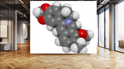 Berberine herbal medicine molecule, 3D rendering. Wall mural