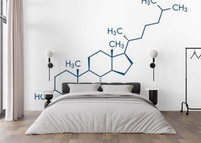 Cholesterol molecule. Essential component of cell membranes and precursor of steroid hormones, bile acids and vitamin D. Skeletal formula. Wall mural