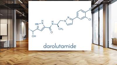 Darolutamide prostate cancer drug molecule. Skeletal formula. Wall mural