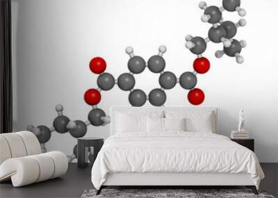 Dioctyl terephthalate (DOTP, DEHT) plasticizer molecule. 3D rendering.  Phthalate alternative, used in PVC plastics. Wall mural