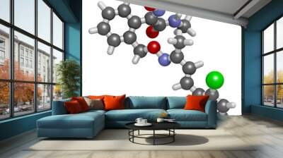 Fenaminstrobin fungicide molecule. 3D rendering. Wall mural