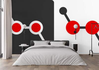 Hydrogen peroxide (H2O2) molecule, flat icon style.  Wall mural