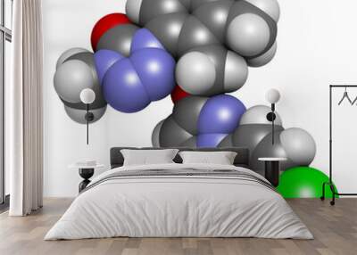 Metyltetraprole fungicide molecule. 3D rendering. Wall mural