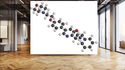 Tirbanibulin actinic keratosis drug molecule. 3D rendering. Atoms are represented as spheres with conventional color coding: hydrogen (white), carbon (grey), nitrogen (blue), oxygen (red). Wall mural