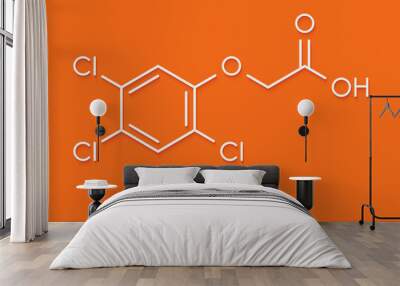 Trichlorophenoxyacetic acid (2,4,5-T) herbicide molecule (synthetic auxin). Skeletal formula. Wall mural