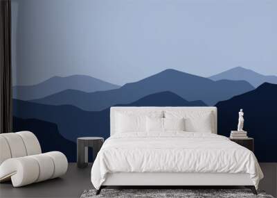 Landscape illustration of mountain ridge scenery Wall mural