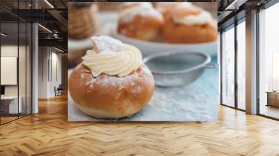 Semla swedish cream bun Wall mural