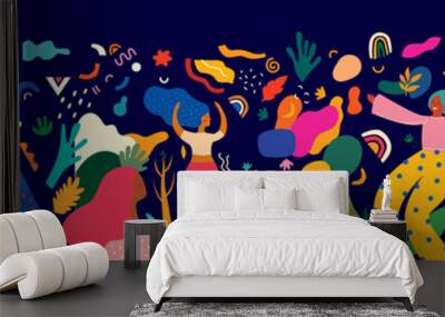 beautiful holiday vector illustration with dancing people. design for holiday celebration, brazil ca Wall mural