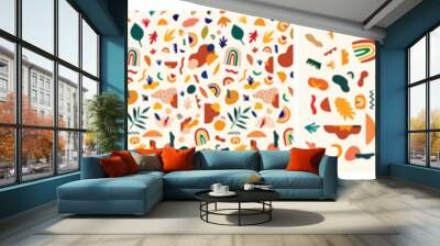 Decorative abstract collection with colorful doodles. Hand-drawn modern illustration Wall mural