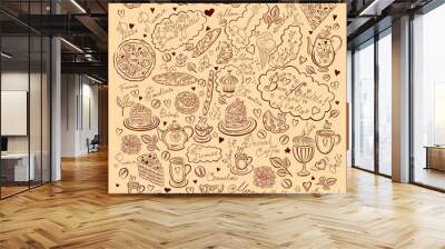 Vintage hand drawn dessert menu Wall mural