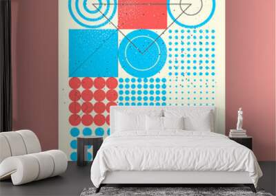 Abstract poster. Vector trendy illustrations of geometric shapes. Memphis and Bauhaus style designs. Modern painting for interior. Wall mural