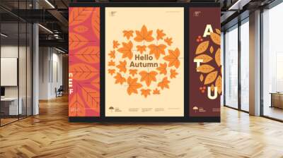 Autumn. A set of simple flat vector illustrations. Background patterns hello autumn, autumn sale, seasons. Perfect background for banner, poster, flyer, cover. Wall mural