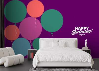 Birthday. Simple, fun, vector illustrations. A pattern of festive balloons Wall mural