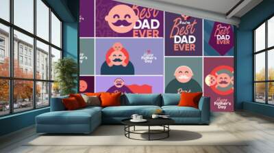 father's day is a day of honouring fatherhood and paternal bonds. mega collection of posters. childr Wall mural