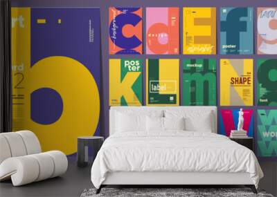 Mega collection of posters. Poster layout design. Letters. Alphabet. Template poster, banner, magazine mockup. Wall mural