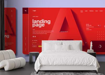 Modern flat web design in responsive website and app. Vector illustration. Volume letter A in the background.  Wall mural