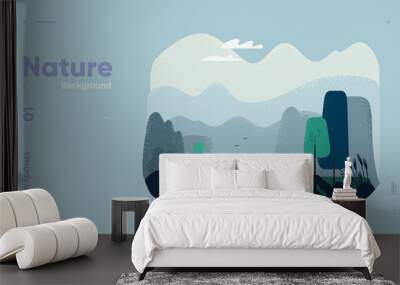 Nature and landscape. Background vector illustration. Picture for a poster, postcard or cover. Wall mural