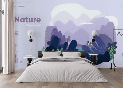 Nature and landscape. Background vector illustration. Picture for a poster, postcard or cover. Wall mural