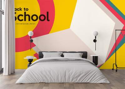 School backgrounds. Open book. Vector flat illustration. Back to School. Simple background for poster, cover, flyer. Wall mural