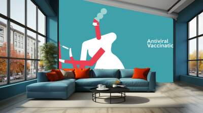 Vaccination. Vector illustration. Simple, fun, background pictures about vaccine action, immunity, health. Wall mural