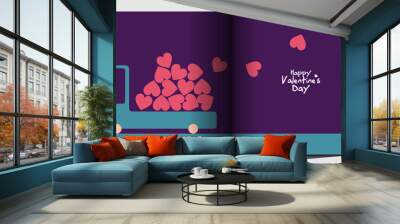 Valentine's Day! February 14. Happy valentine day background. Romantic background. Simple modern greeting cards. Wall mural