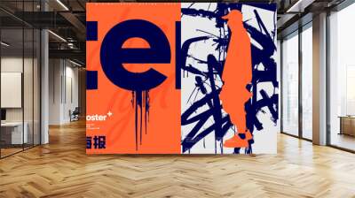 Vector posters with oversized typography and urban silhouettes, offering a fresh take on youth and style. Wall mural