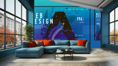 Web design. Vector image. Trendy design of the web interface and an example picture in the background. Template web site and mobile screen. Wall mural