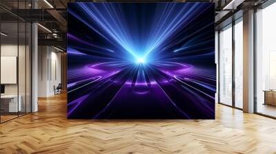 Abstract futuristic technology background with blue and purple gradient rays. Wall mural