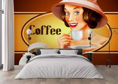 COFFEE BANNER ALWAYS FRESH Wall mural