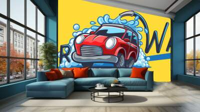 cute car cartoon Wall mural