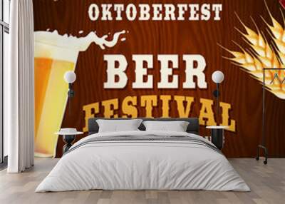 poster for beer festival with wooden background Wall mural