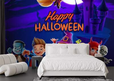 trick or treat halloween cartoon Wall mural