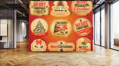 xmas sticker retro Wall mural