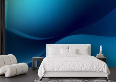 Blue Gradient Swoosh Abstract Background with Copy Space Wall mural