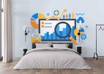 modern flat design for analysis website banner. vector illustration concept for business analysis, m Wall mural