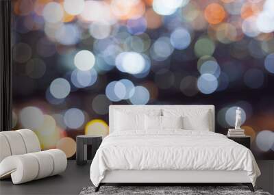 Urban city night light bokeh , defocused blur background Wall mural