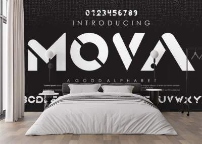 Mova Abstract digital modern alphabet fonts. Typography technology electronic dance music future creative font. vector illustration Wall mural