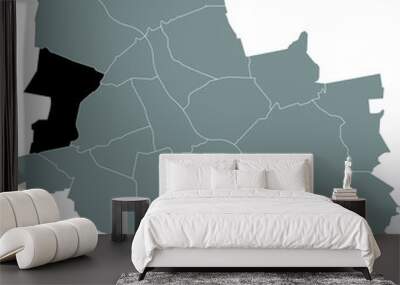 Black location map of the Varsovian Bemowo district inside gray map of Warsaw, Poland Wall mural