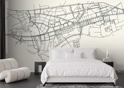 Black simple detailed street roads map on vintage beige background of the municipal district Vršovice cadastral area of Prague, Czech Republic Wall mural