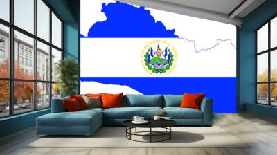 Flag of El Salvador cropped inside it's map Wall mural