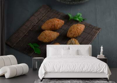 Syrian kibbeh on a dark background 2 Wall mural