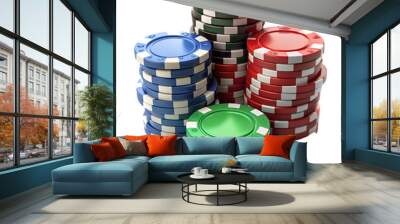 Poker chips on transparent background Wall mural