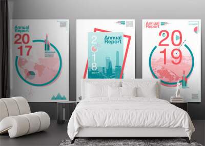 annual report 2017, 2018, 2019, future, business, template layout Wall mural